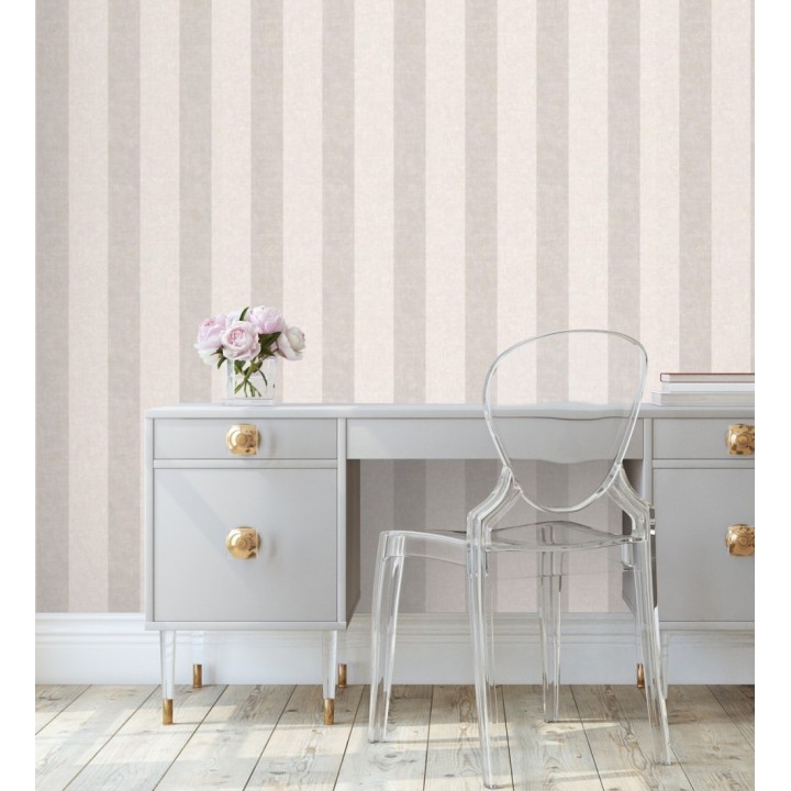 Papel pintado de rayas textiles jaspeadas - Leighton Stripes 128384