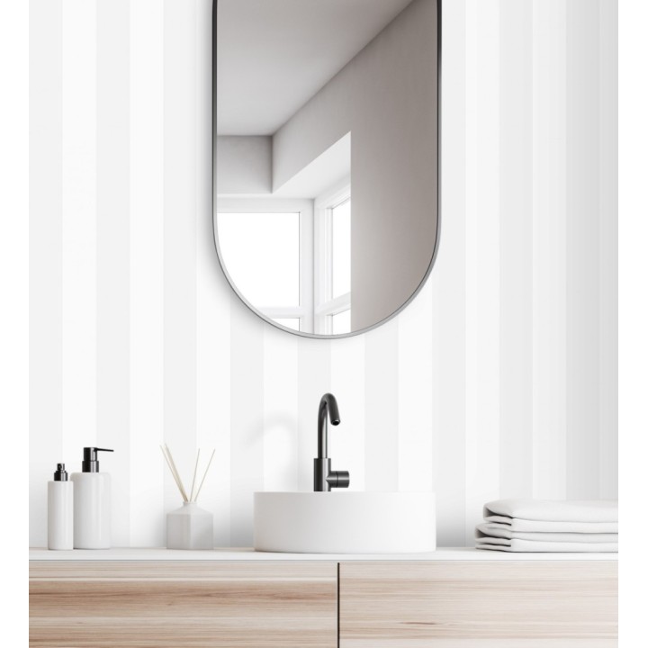 Papel pintado de rayas nácar y blanco - Gary Stripes 128385