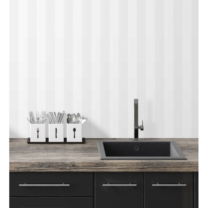 Papel pintado de rayas nácar y blanco - Gary Stripes 128385