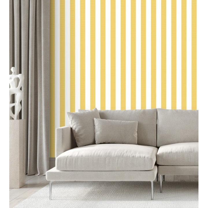 Papel pintado de rayas amarillo y blanco - Gary Stripes 128386