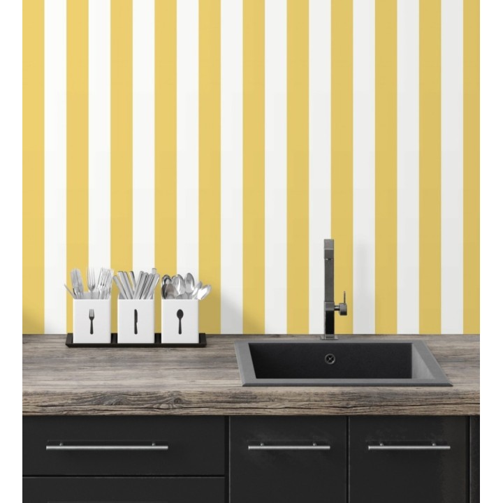 Papel pintado de rayas amarillo y blanco - Gary Stripes 128386