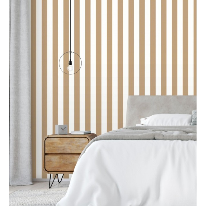 Papel pintado de rayas cobre y blanco - Gary Stripes 128387
