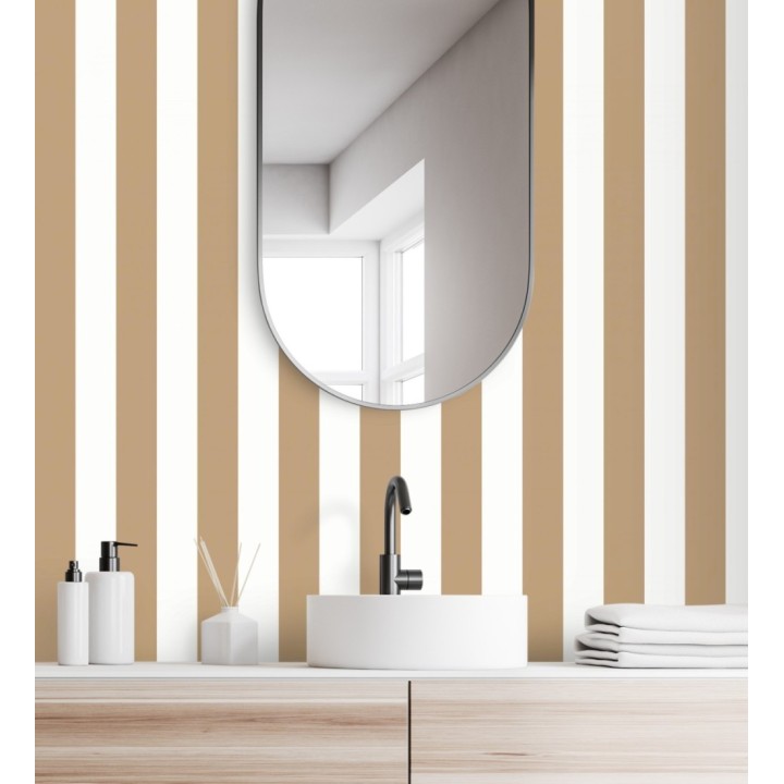 Papel pintado de rayas cobre y blanco - Gary Stripes 128387