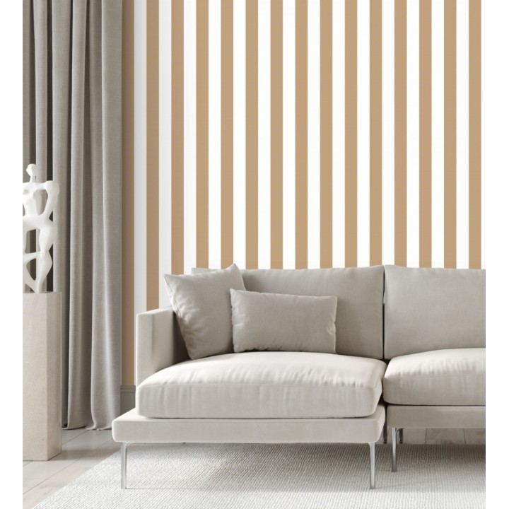 Papel pintado de rayas cobre y blanco - Gary Stripes 128387