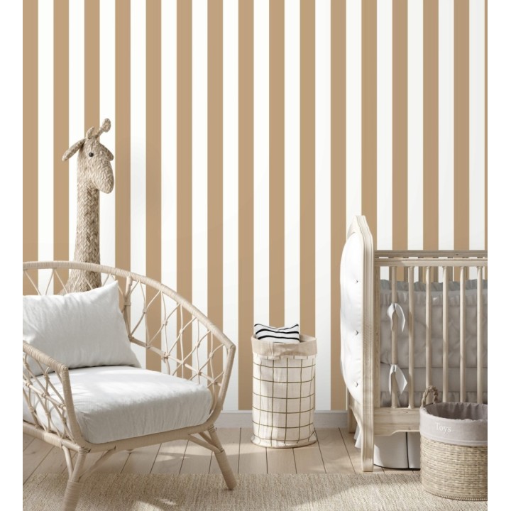 Papel pintado de rayas cobre y blanco - Gary Stripes 128387
