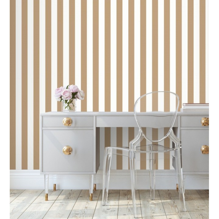 Papel pintado de rayas cobre y blanco - Gary Stripes 128387