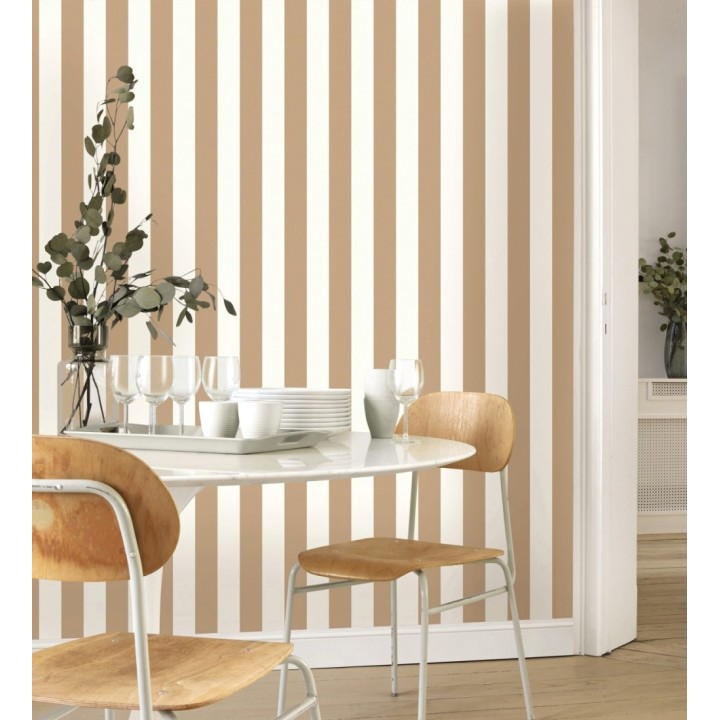 Papel pintado de rayas cobre y blanco - Gary Stripes 128387