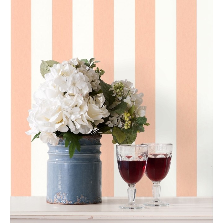 Papel pintado de rayas salmón y blanco - Gary Stripes 128388