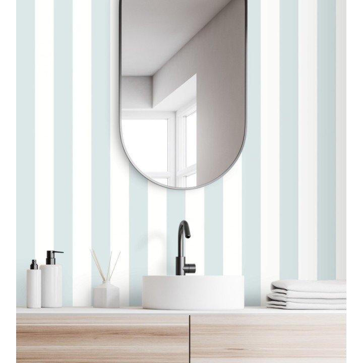 Papel pintado de rayas celeste y blanco - Gary Stripes 128389