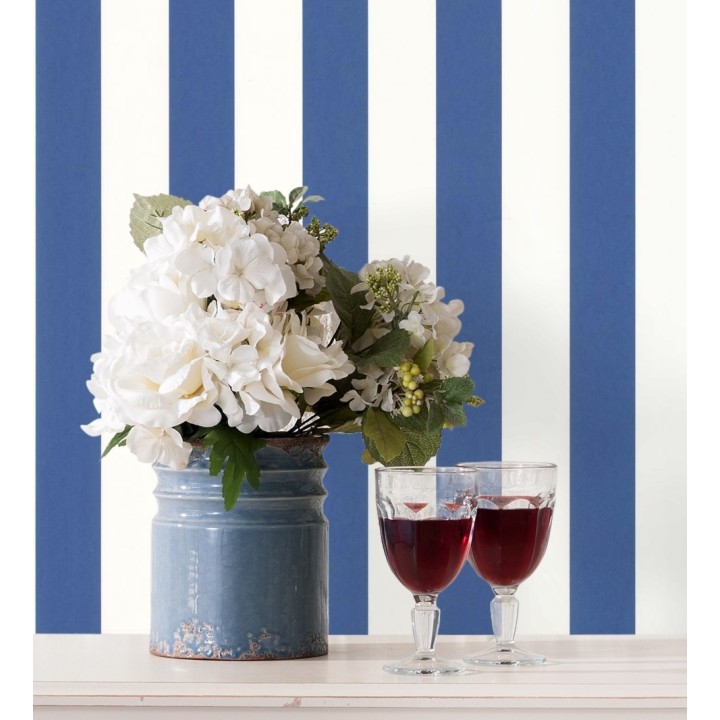 Papel pintado de rayas azul y blanco - Gary Stripes 128390