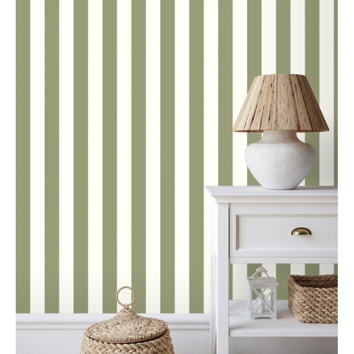 Papel pintado de rayas verde y blanco - Gary Stripes 128391