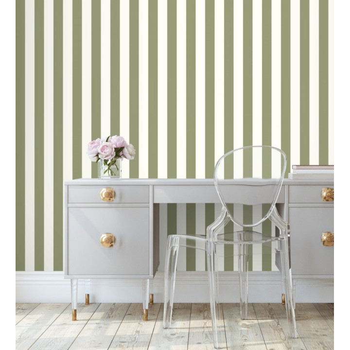 Papel pintado de rayas verde y blanco - Gary Stripes 128391