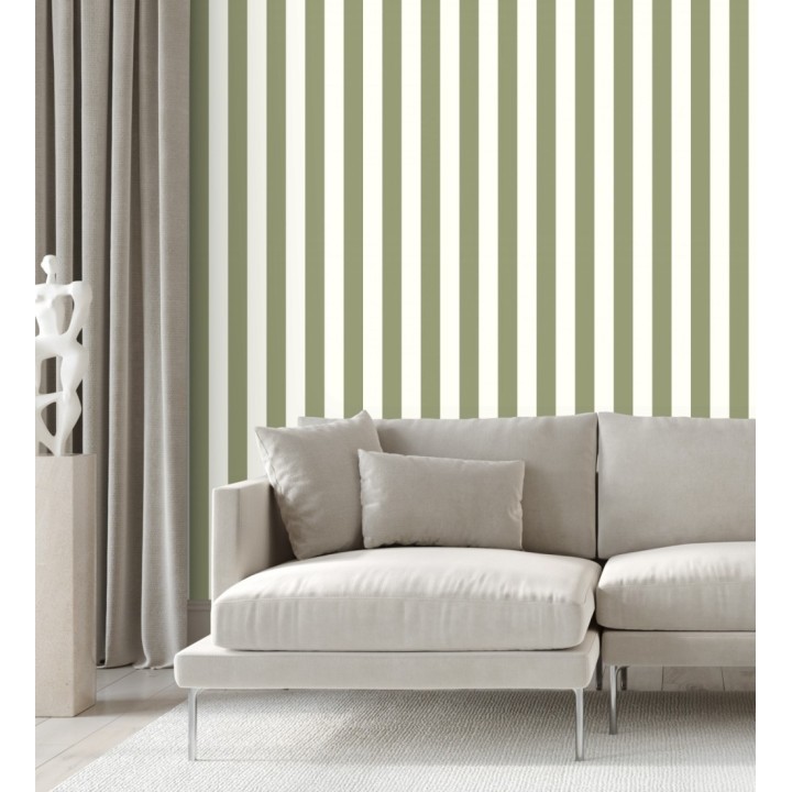Papel pintado de rayas verde y blanco - Gary Stripes 128391