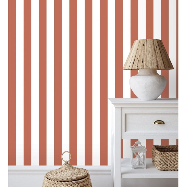 Papel pintado de rayas rojo y blanco - Gary Stripes 128392