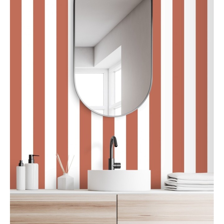 Papel pintado de rayas rojo y blanco - Gary Stripes 128392