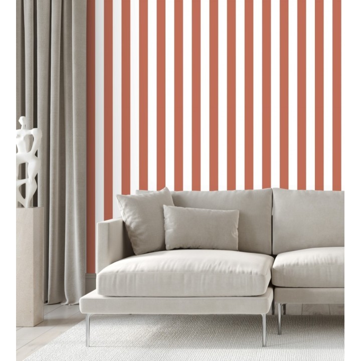 Papel pintado de rayas rojo y blanco - Gary Stripes 128392