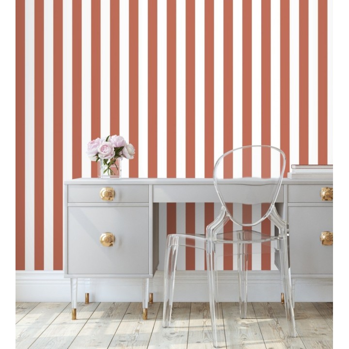 Papel pintado de rayas rojo y blanco - Gary Stripes 128392