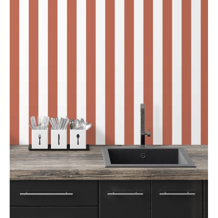 Papel pintado de rayas rojo y blanco - Gary Stripes 128392