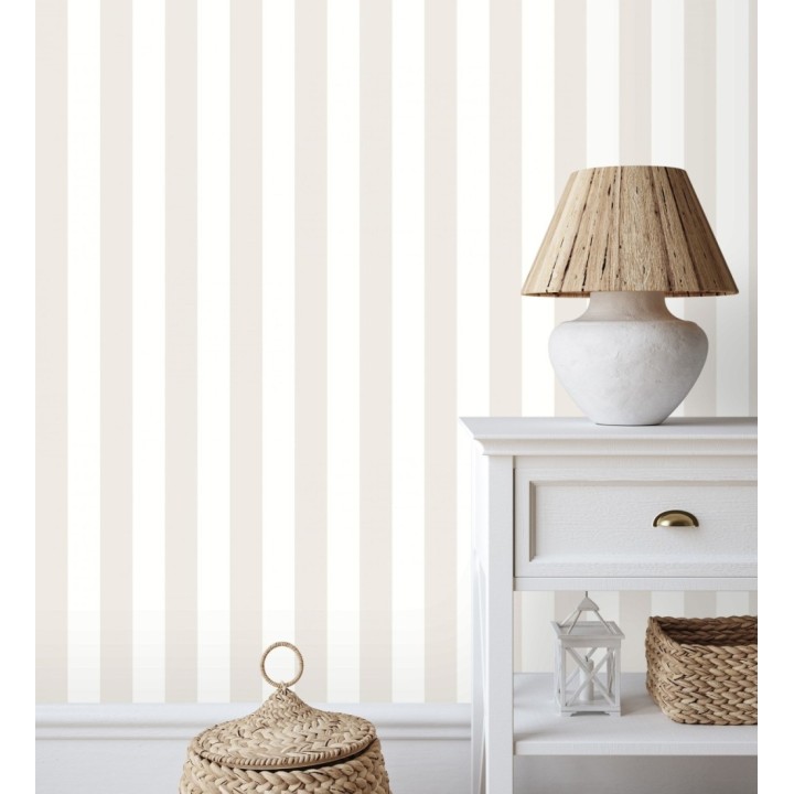 Papel pintado de rayas beige y blanco - Gary Stripes 128393