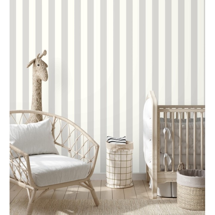 Papel pintado de rayas gris y blanco - Gary Stripes 128394