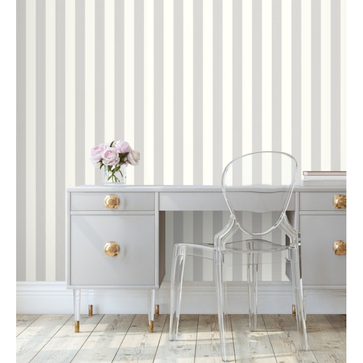 Papel pintado de rayas gris y blanco - Gary Stripes 128394