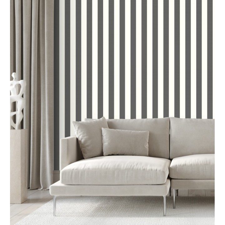 Papel pintado de rayas negra y blanco - Gary Stripes 128395