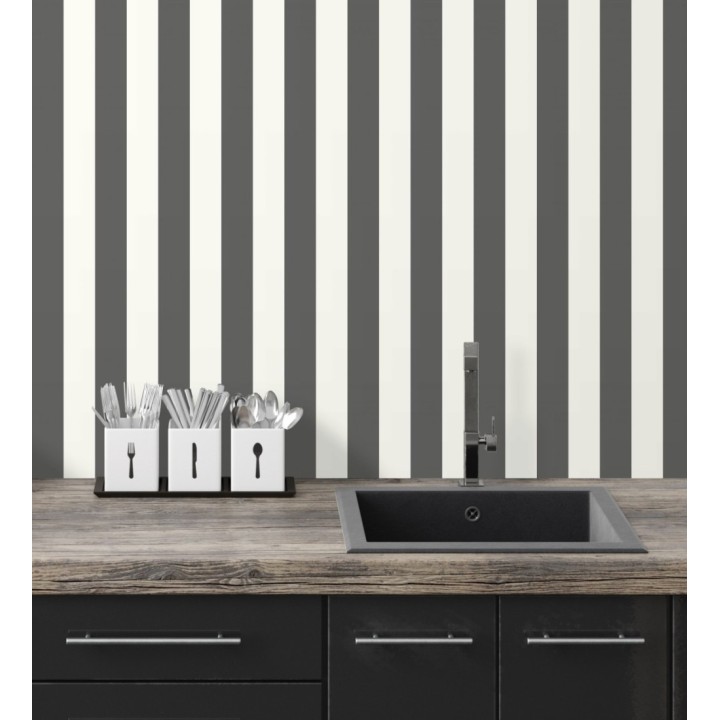 Papel pintado de rayas negra y blanco - Gary Stripes 128395