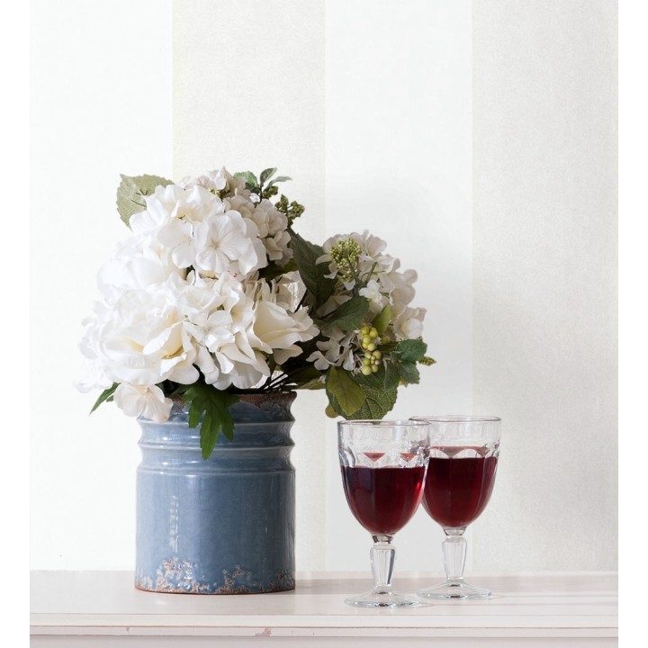 Papel pintado de rayas anchas nácar y blanco - Oxford Stripes 128396