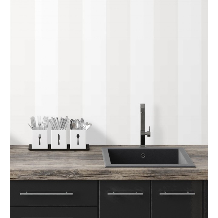 Papel pintado de rayas anchas nácar y blanco - Oxford Stripes 128396