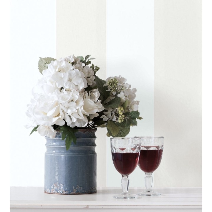 Papel pintado de rayas anchas beige y blanco - Oxford Stripes 128397