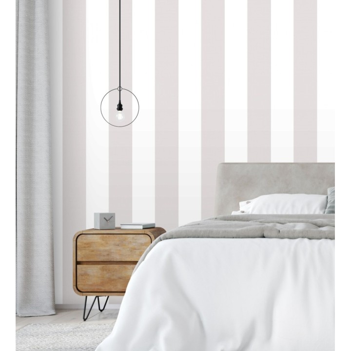 Papel pintado de rayas anchas topo y blanco - Oxford Stripes 128398