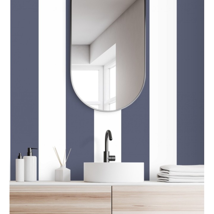 Papel pintado de rayas anchas azul y blanco - Oxford Stripes 128399
