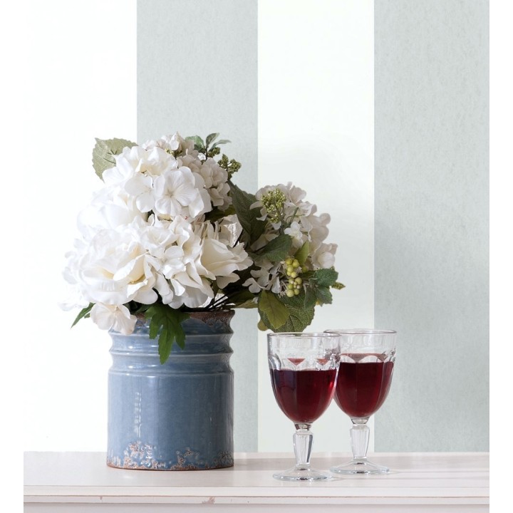 Papel pintado de rayas anchas verde agua y blanco - Oxford Stripes 128400