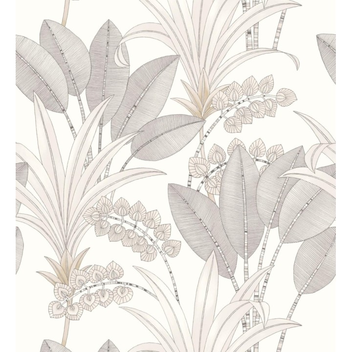 Papel pintado hojas de palma estilo tropical colores pálidos y grises - Nassau 128408