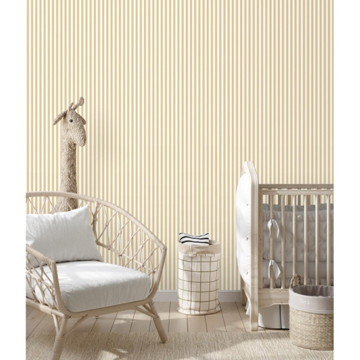 Papel pintado rayas finas infantiles beige - Andy Stripes 128417