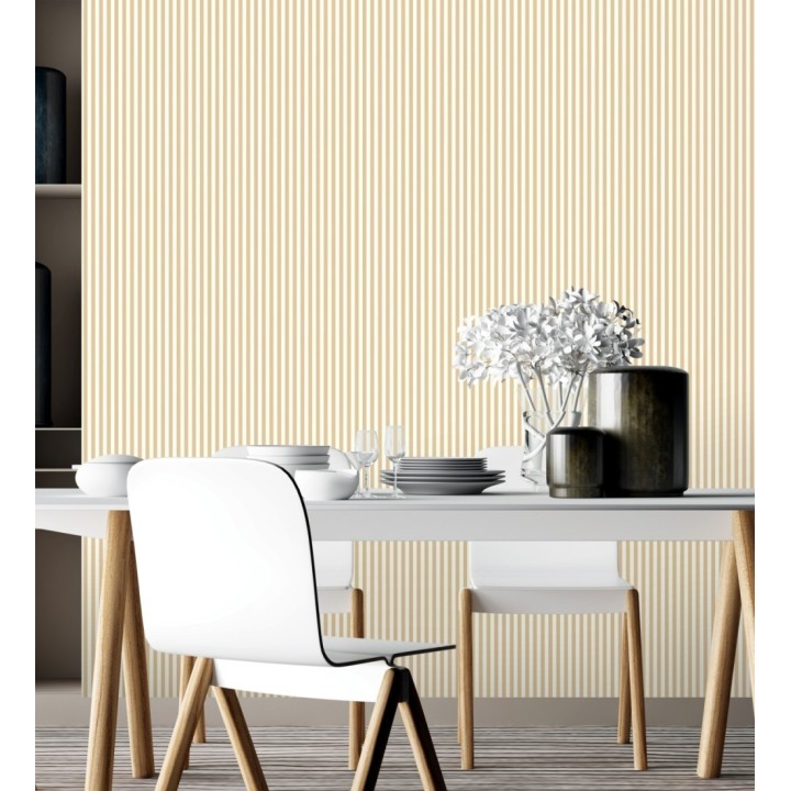 Papel pintado rayas finas infantiles beige - Andy Stripes 128417