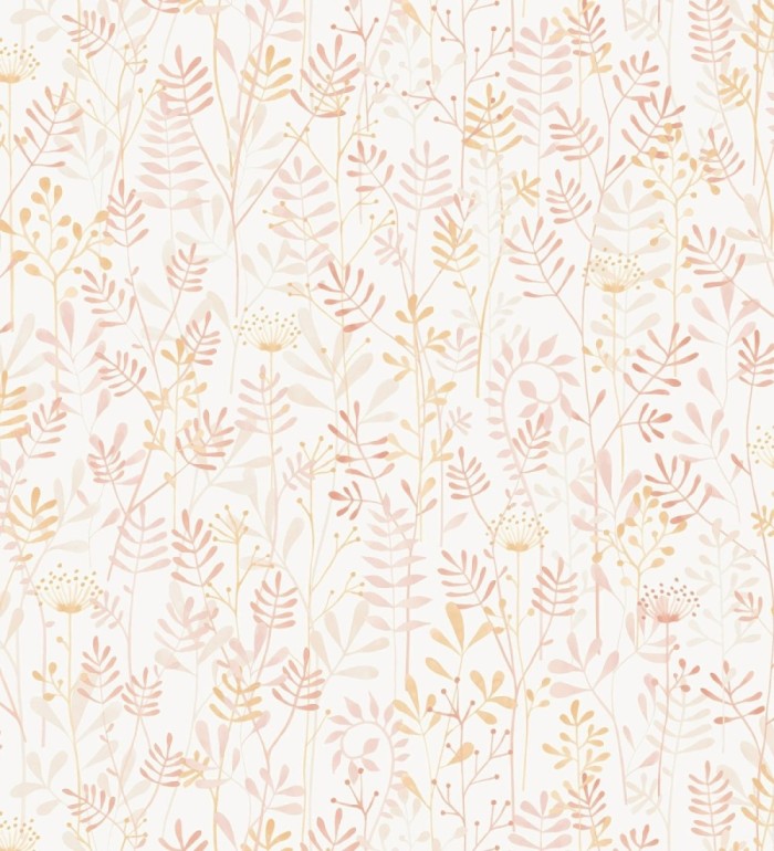 Papel pintado hojas pequeñas tonos coral - Litzy 128441