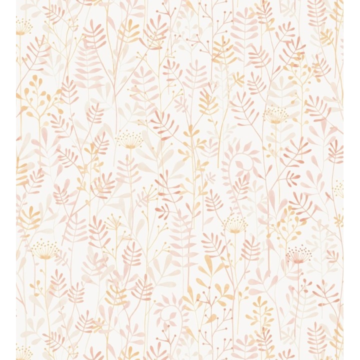 Papel pintado hojas pequeñas tonos coral - Litzy 128441