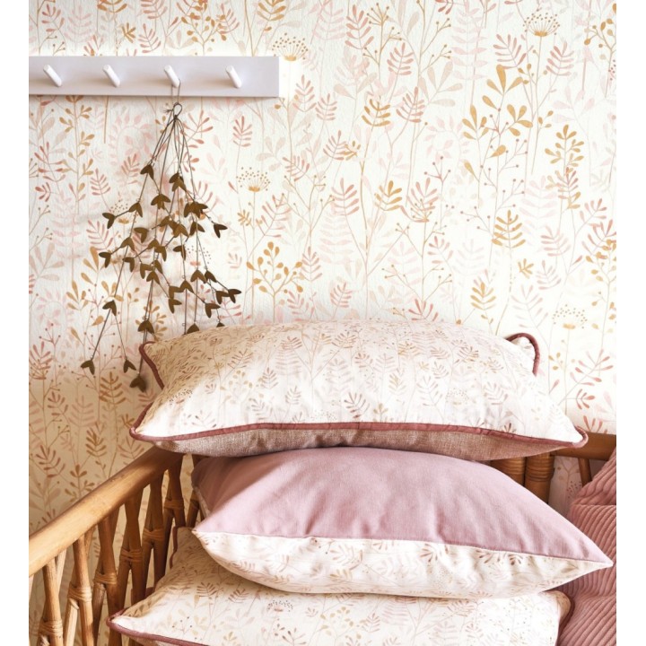 Papel pintado hojas pequeñas tonos coral - Litzy 128441