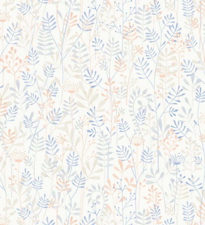 Papel pintado de hojas pequeñas tonos azules - Litzy 128442