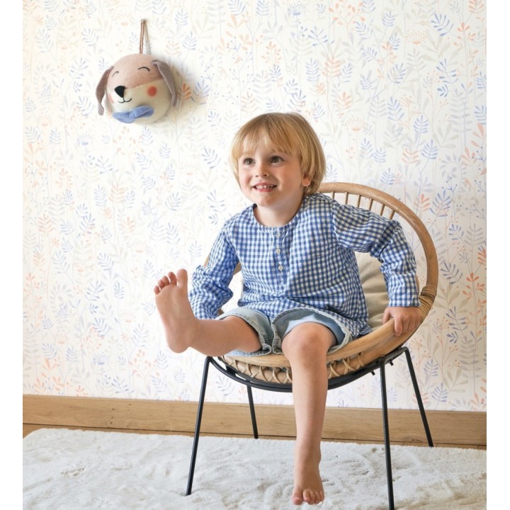 Papel pintado de hojas pequeñas tonos azules - Litzy 128442