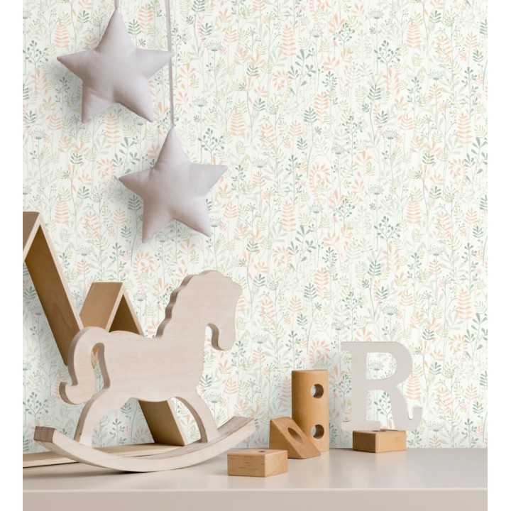 Papel pintado de hojas pequeñas  tonos verdes - Litzy 128443