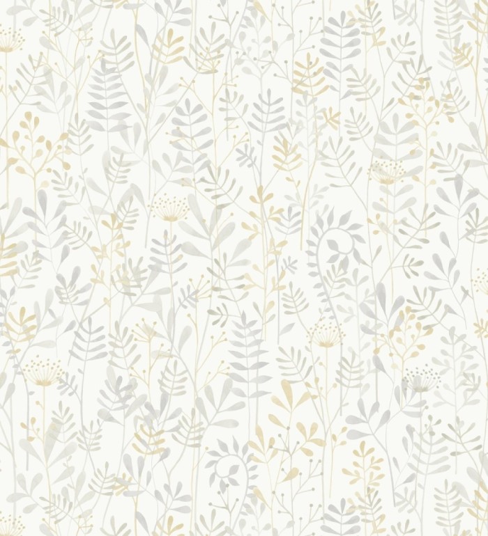 Papel pintado de hojas pequeñas  tonos grises - Litzy 128444