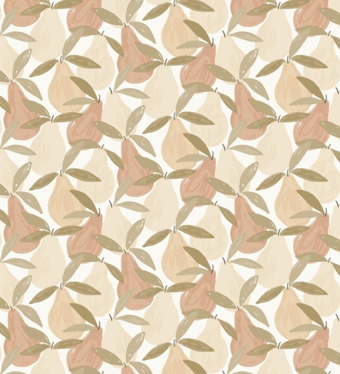 Papel pintado infantil de peras beige y marrones - Padua Pears 128445