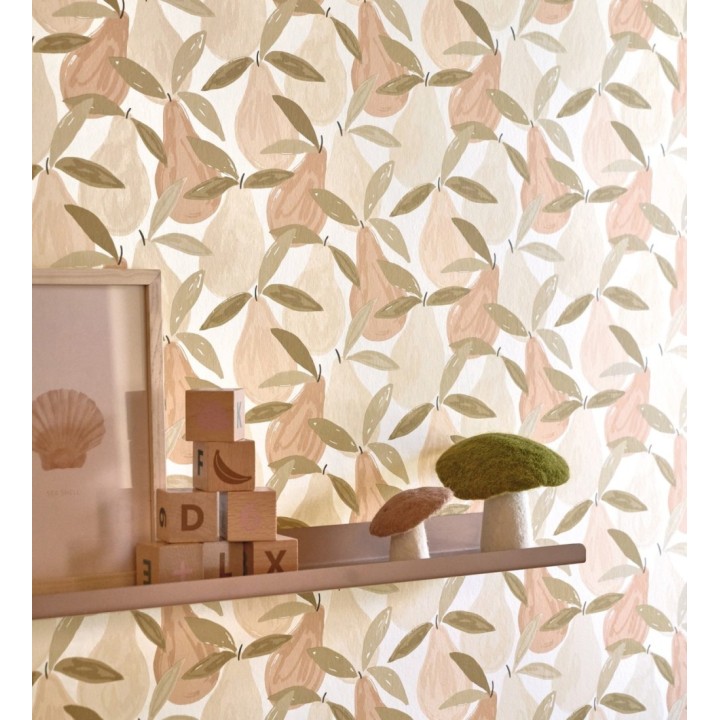 Papel pintado infantil de peras beige y marrones - Padua Pears 128445
