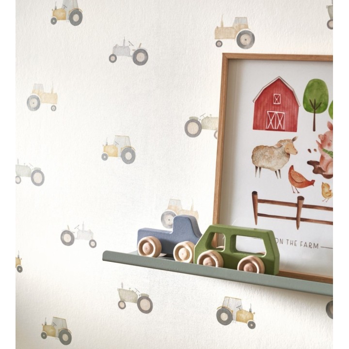 Papel pintado infantil de tractores - Jacob Tractor 128448