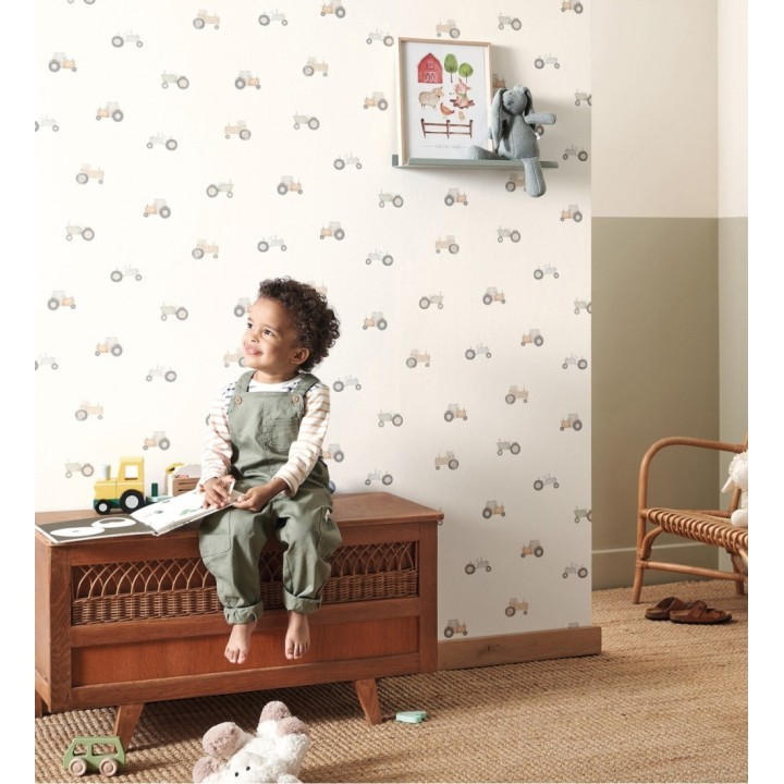 Papel pintado infantil de tractores - Jacob Tractor 128448