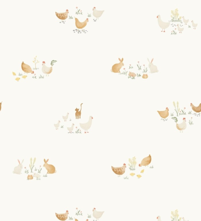 Papel pintado infantil de animales de granja - Jacob Farm 128450