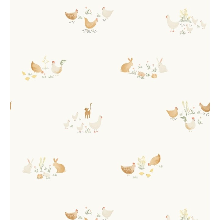 Papel pintado infantil de animales de granja - Jacob Farm 128450