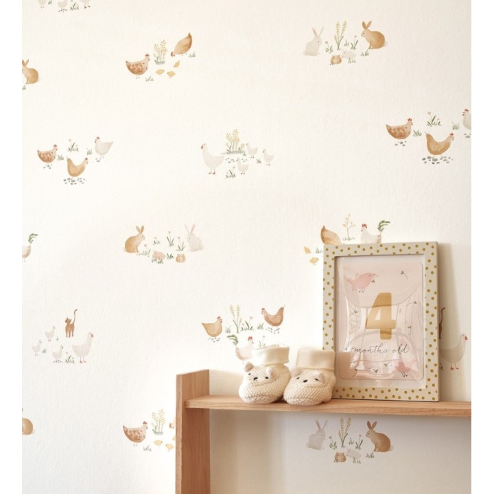 Papel pintado infantil de animales de granja - Jacob Farm 128450